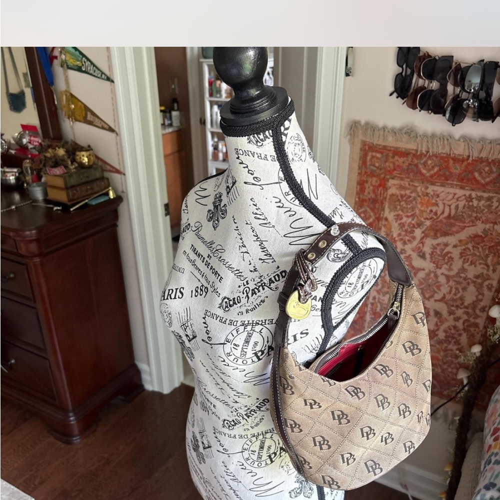 Vintage Dooney & Bourke Tan Monogram Bucket Bag